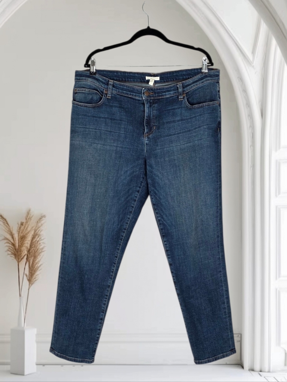 Eileen Fisher Womens Organic Cotton Stretch Straight Leg Cropped Jeans Size 14